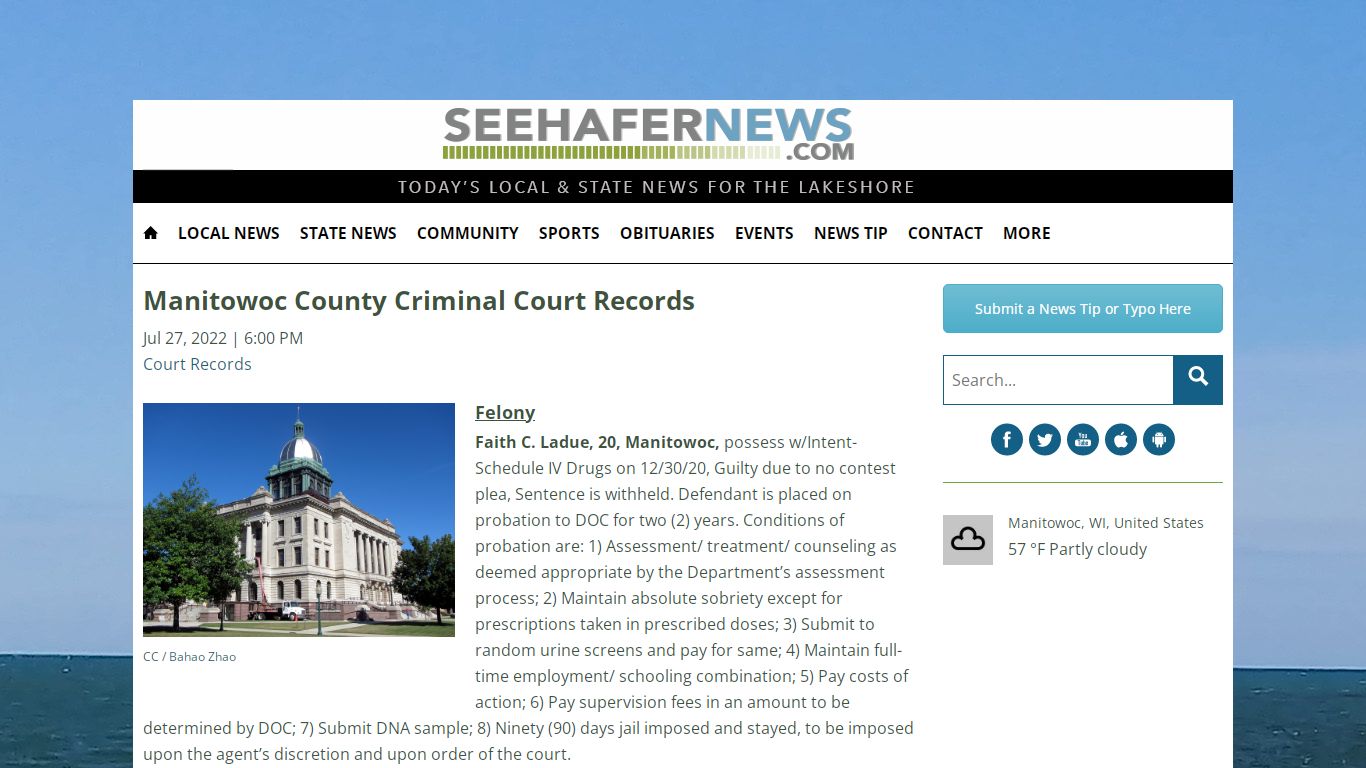 Manitowoc County Criminal Court Records | Seehafer News